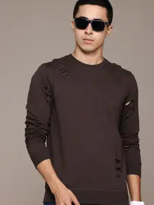 The Roadster Lifestyle Co. Men Cut-Work Sweatshirt