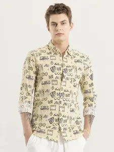 Snitch Men Abstract Printed Straight Slim Fit Opaque Casual Shirt