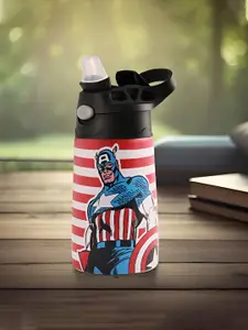 Kuber Industries Red & White Stainless Steel Marvel Captain America Printed Sipper 350 ml
