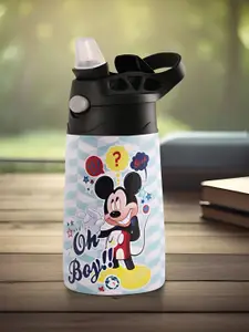 Kuber Industries Blue & White Stainless Steel Disney Mickey Printed Sipper 350 ml