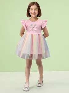 Toonyport Flutter Sleeve Cotton Fit & Flare Dress