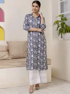 Nayo Women Printed Flared Sleeves Thread Work Kurta