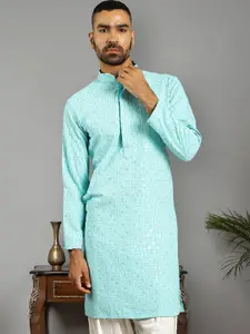 Jompers Men Solid Chikankari Kurta