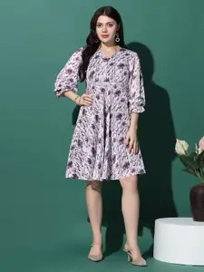 FASHION DREAM Floral Print Georgette Fit & Flare Dress