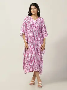 FASHION DREAM Print Kimono Sleeve Kaftan Midi Dress