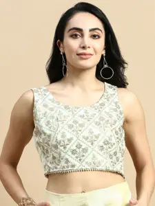 De Moza Embroidered Sleeveless Saree Blouse