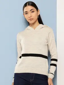 Chemistry Acrylic Striped Hooded Pullover