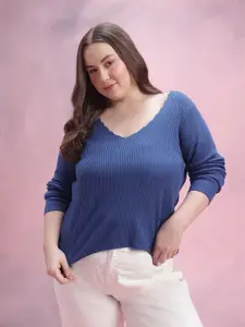 DressBerry Curve Plus Size Acrylic Ribbed Pullover
