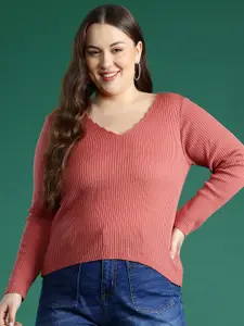 DressBerry Curve Plus-Size Ribbed Pullover