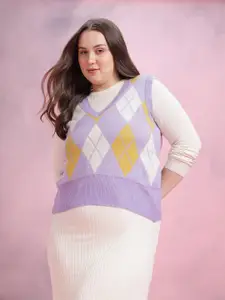 DressBerry Curve Plus Size Argyle Sweater Vest