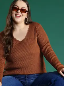DressBerry Curve Plus-Size Ribbed Pullover