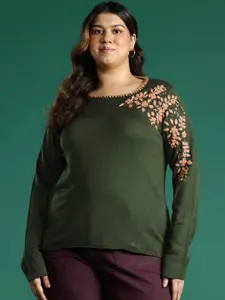 DressBerry Curve Plus-Size Embroidered Pullover