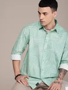 The Roadster Life Co. Relaxed Fit Printed Drop-Shoulder Sleeves Pure Cotton Casual Shirt