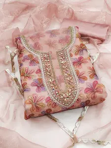 KIMISHA Women Printed Organza Unstitched Dress Material