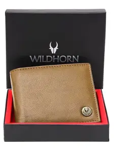 WildHorn Men Textured Leather Two Fold Wallet