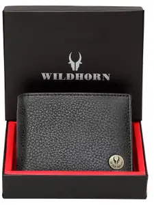 WildHorn Men Textured Leather Two Fold Wallet