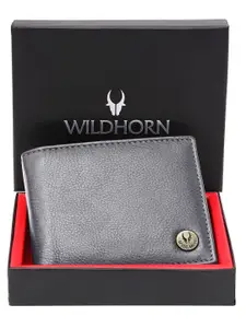 WildHorn Men Textured Leather Two Fold Wallet