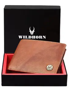WildHorn Men Textured Leather Two Fold Wallet