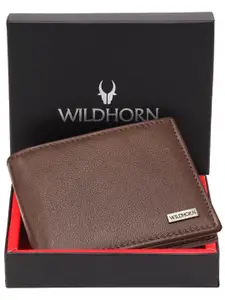 WildHorn Men Textured Leather Two Fold Wallet