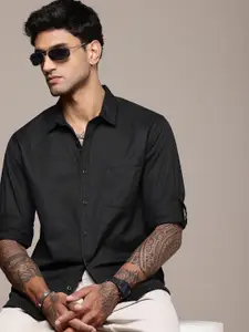 The Roadster Life Co. Pure Cotton Roll-Up Sleeve Casual Shirt