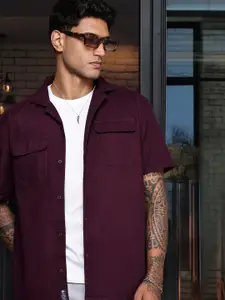 The Roadster Life Co. Pure Cotton Self Design Textured Relaxed Fit Casual Shirt