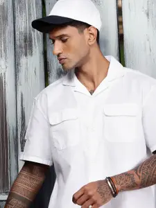 The Roadster Life Co. Relaxed Fit Textured Cuban Collar Pure Cotton Casual Shirt