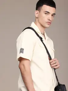 The Roadster Life Co. Relaxed Fit Textured Cuban Collar Pure Cotton Casual Shirt