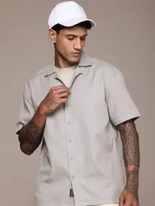 The Roadster Life Co. Pure Cotton Self Design Textured Relaxed Fit Casual Shirt