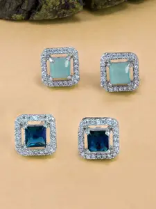 PRIVIU Women Pair Of 2 Square Studs Earrings 3g Each