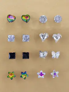 PRIVIU Women Pair Of 8 Geometric Studs Earrings