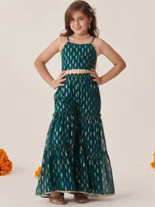 pspeaches Girls Floral Printed Regular Top with Sharara