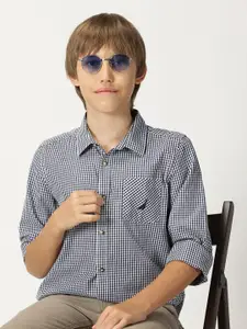 Nautica Boys Premium Gingham Checks Opaque Checked Casual Shirt