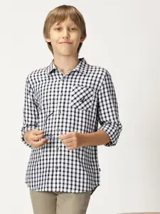 Nautica Boys Premium Gingham Checks Opaque Checked Casual Shirt