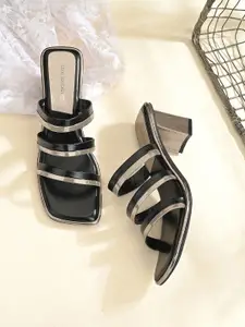 CLOG LONDON Striped Synthetic Block Heel Sandals