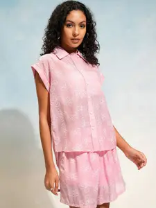 Tokyo Talkies Printed Relaxed-Fit Shirt & Shorts Co-Ords