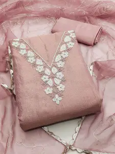 KIMISHA Women Unstitched Embroidered Beads and Stones Dress Material