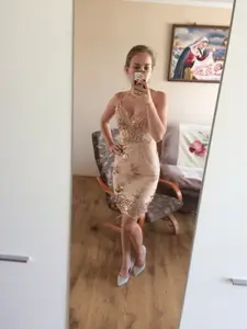 bebe Embellished Sheath Midi Dress