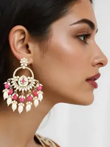 I Jewels Kundan & Pearls Gold Plated Chandbalis