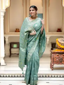KALINI Woven Design Zari Silk Blend Banarasi Saree
