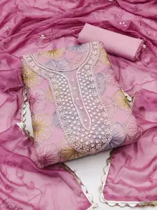 KIMISHA Embellished Organza Unstitched Dress Material