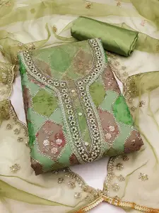 KIMISHA Embellished Organza Unstitched Dress Material