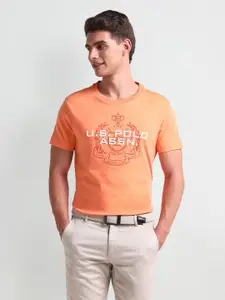 U.S. Polo Assn. Denim Co. Men Typography Printed Round Neck Slim Fit T-shirt