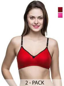 Docare Pack of 2 Full Coverage Non Padded Cotton T-shirt Bra-All Day Comfort