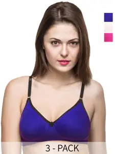 Docare Pack Of 3 Full Coverage Non Padded Non-Wired T-shirt Bra-All Day Comfort
