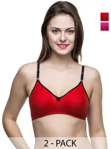 Docare Pack Of 2 Full Coverage Non Padded Non-Wired Seamless T Shirt Bra-All Day Comfort