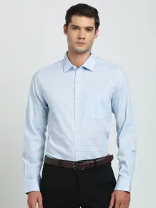 Turtle Classic Slim Fit Checked Spread Collar Pure Cotton Formal Shirt