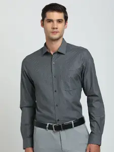 Turtle Classic Slim Fit Textured Self Design Spread Collar Pure Cotton Formal Shirt