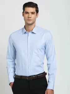 Turtle Spread Collar Long Sleeves Cotton Classic Slim Fit Checked Formal Shirt