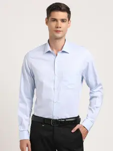 Turtle Classic Slim Fit Textured Dobby Weave Pure Cotton Formal Shirt