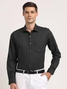 Turtle Classic Slim Fit Spread Collar Printed Cotton Formal Shirt